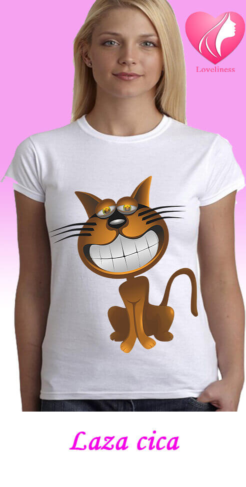 Laza cica egyedi női macskás póló